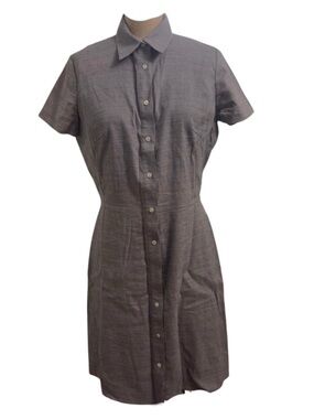 Theory Gray Button-Front Mini Shirt Dress